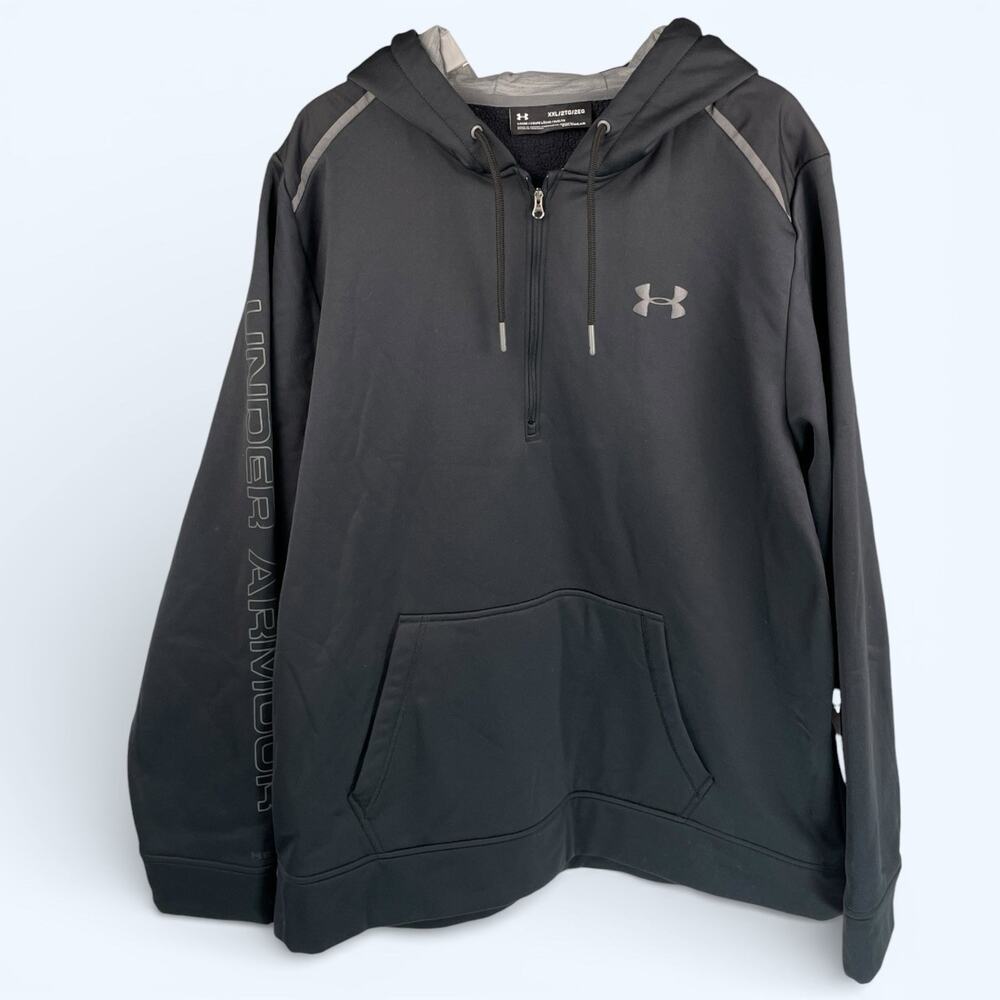 Under Armour Men's Double Threat Fleece Hoodie Quarter Zip 2XL Black